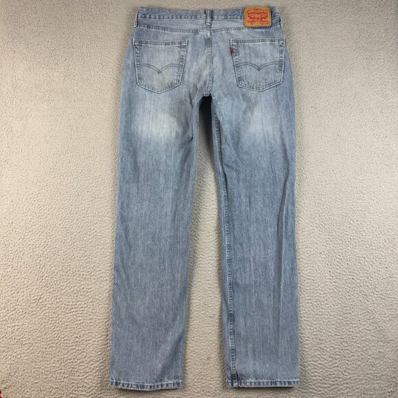 Levis 514 Jeans Mens 34x32 Blue Slim Leg Classic Straight Fit Faded Cotton Pants - Picture 2 of 8